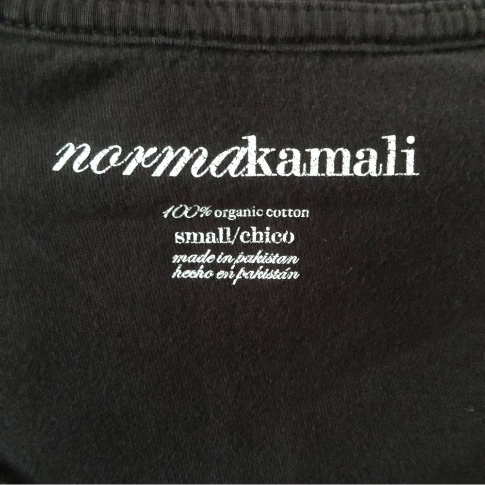 Norma Kamali Black Splatter V-Neck Organic Cotton Tee Size Small Art To Wear View 3